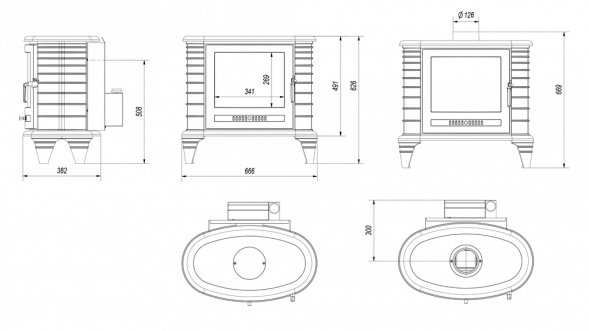 Печь-камин Kratki Koza K8 TURBO