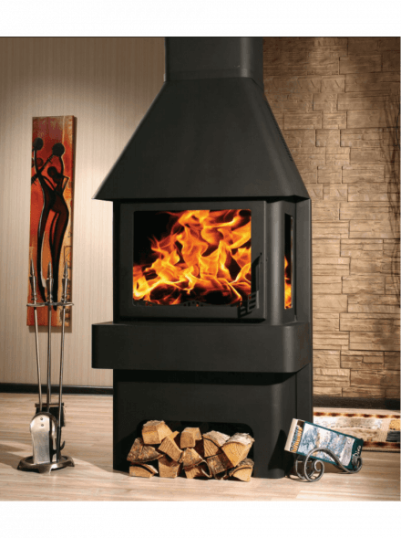 Печь-камин ЭкоКамин Бавария &quot;Три стекла&quot; черная