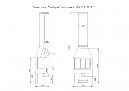 Печь-камин ЭкоКамин Бавария &quot;Три стекла&quot; черная