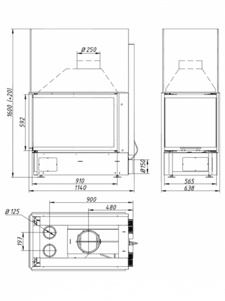 Каминная топка Экокамин Дельта 900
