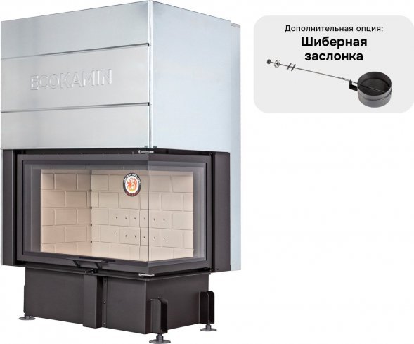 Каминная топка Экокамин ДЕЛЬТА 800 R два стекла правая принтинг