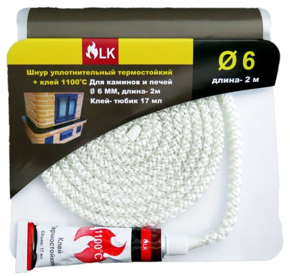 Шнур термостойкий (2 м/п) 10мм + клей 17мл